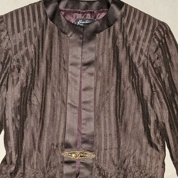 KAREN LAWRENCE BY MATTHEW DRESS Size 6 Chocolate Brown Silk/Lace Gown and Jacket - Picture 9 of 16